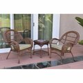 Jeco W00210-2-CES006 3 Piece Santa Maria Honey Wicker Chair Set, Tan Cushion W00210_2-CES006